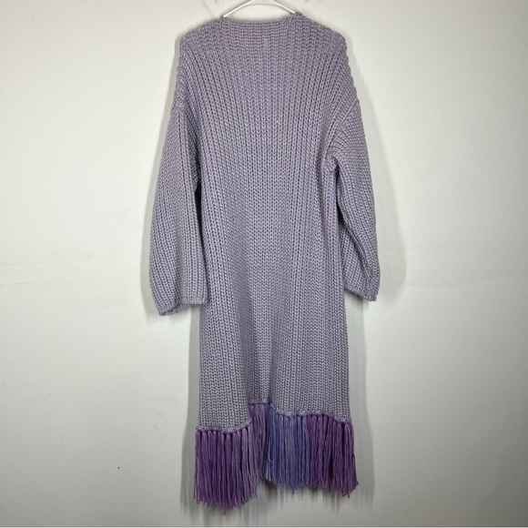 NWOT Anthropologie Chunky Knit Long Fringe Cardigan Size OS - Picture 5 of 12